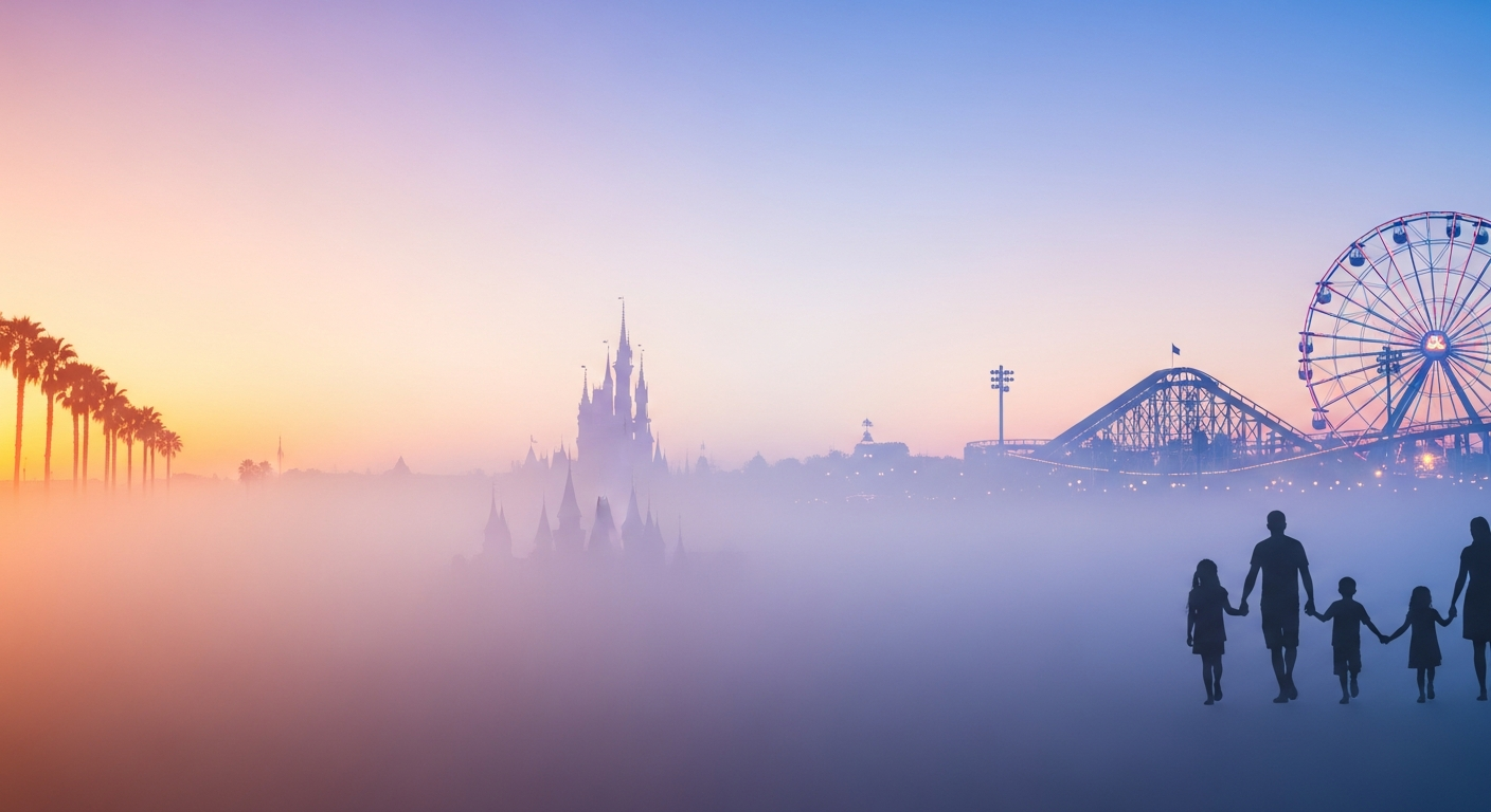 Cenários de parques de Orlando com transição suave